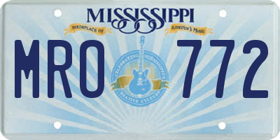 MS license plate MRO772