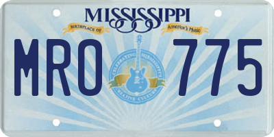 MS license plate MRO775