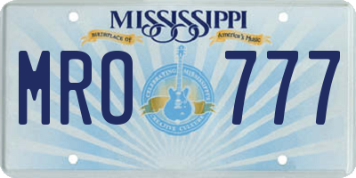 MS license plate MRO777