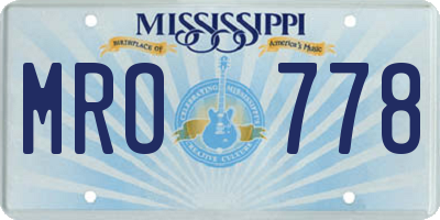 MS license plate MRO778