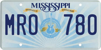 MS license plate MRO780
