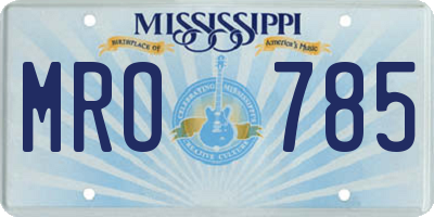 MS license plate MRO785