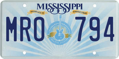 MS license plate MRO794