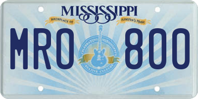 MS license plate MRO800