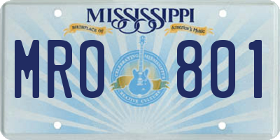 MS license plate MRO801