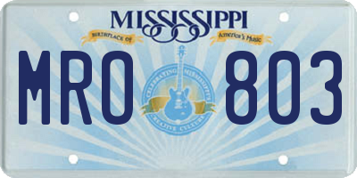 MS license plate MRO803