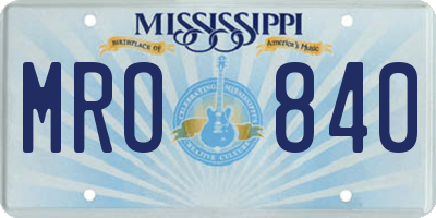MS license plate MRO840