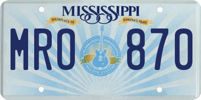 MS license plate MRO870