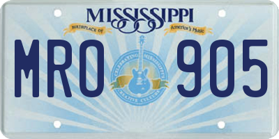 MS license plate MRO905
