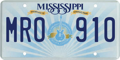 MS license plate MRO910