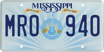 MS license plate MRO940