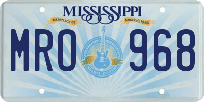 MS license plate MRO968