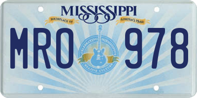 MS license plate MRO978