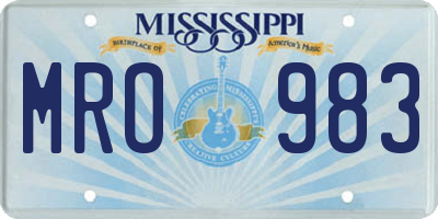 MS license plate MRO983