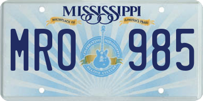 MS license plate MRO985
