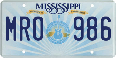MS license plate MRO986
