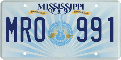 MS license plate MRO991