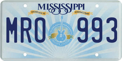 MS license plate MRO993
