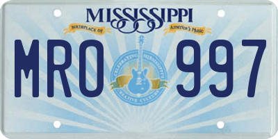 MS license plate MRO997