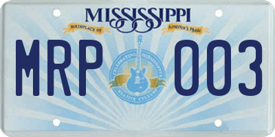 MS license plate MRP003