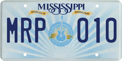 MS license plate MRP010