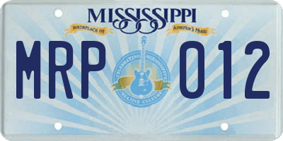 MS license plate MRP012