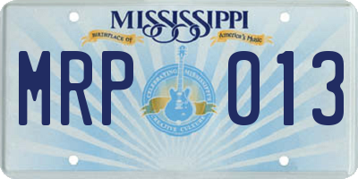 MS license plate MRP013