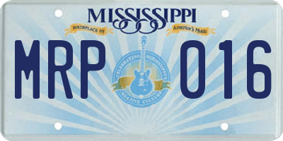 MS license plate MRP016