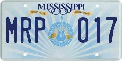 MS license plate MRP017