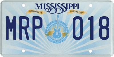 MS license plate MRP018