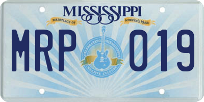 MS license plate MRP019