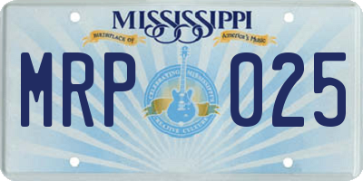 MS license plate MRP025