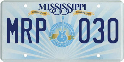 MS license plate MRP030