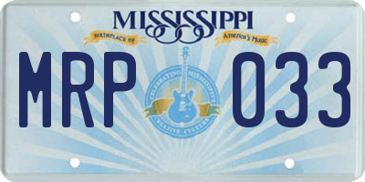 MS license plate MRP033
