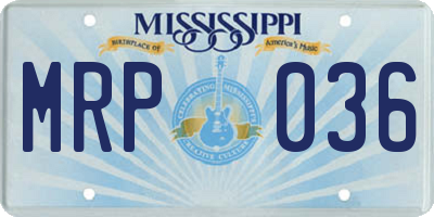 MS license plate MRP036