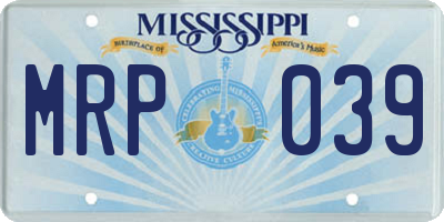 MS license plate MRP039
