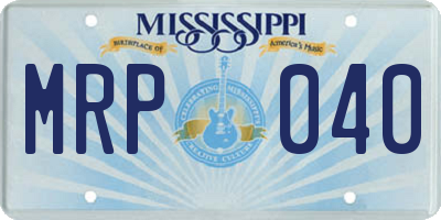 MS license plate MRP040