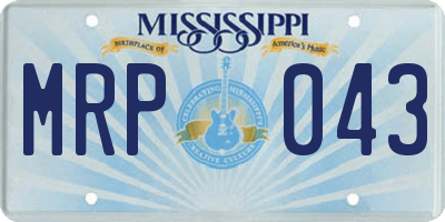 MS license plate MRP043
