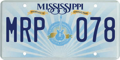 MS license plate MRP078