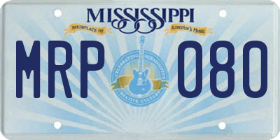 MS license plate MRP080