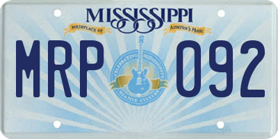 MS license plate MRP092
