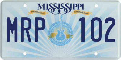 MS license plate MRP102