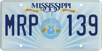 MS license plate MRP139