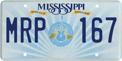MS license plate MRP167