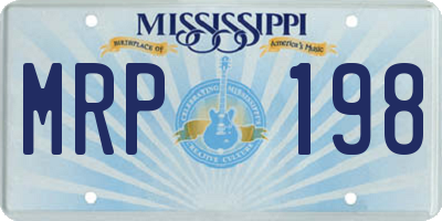 MS license plate MRP198