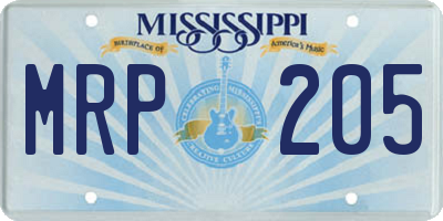 MS license plate MRP205
