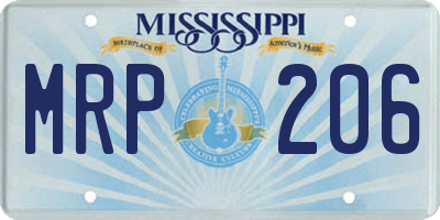 MS license plate MRP206