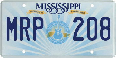MS license plate MRP208