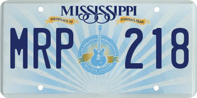 MS license plate MRP218
