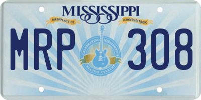 MS license plate MRP308